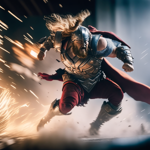 action scene like thor charging.