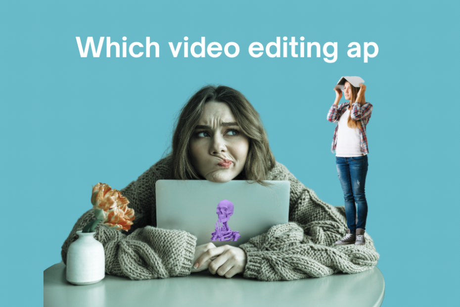 Which video editing ap confused woman hugging laptop trying to figure it out